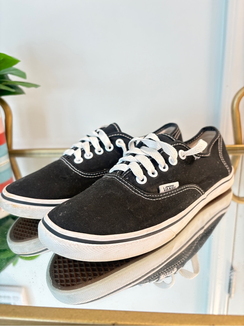 Vans Black Canvas Low-Top Sneakers with White Trim
